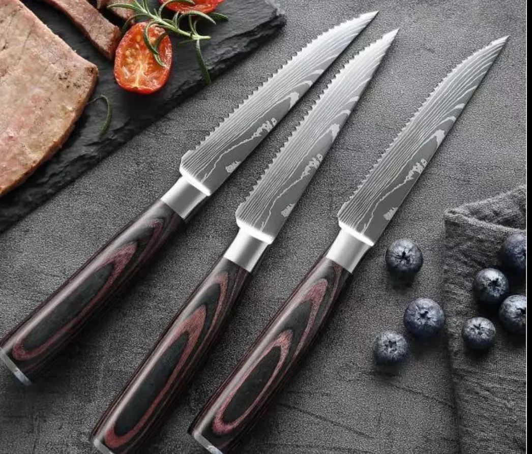 Color Wooden Handle Steak Knife Stainless Steel Western Kitchen