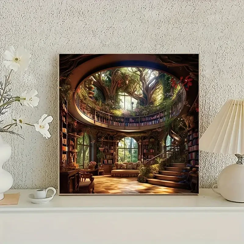 Enchanted Forest Library Diamond Painting Kit 40x40cm