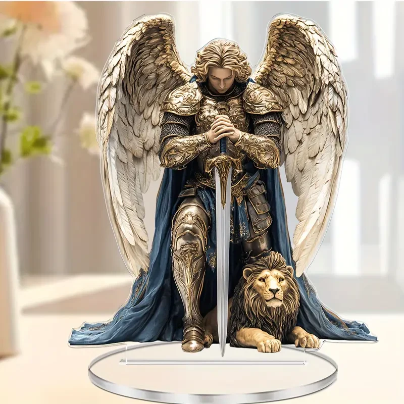 Elegant Archangel Michael Acrylic Desk Decor (16.0cm x 18.03cm)