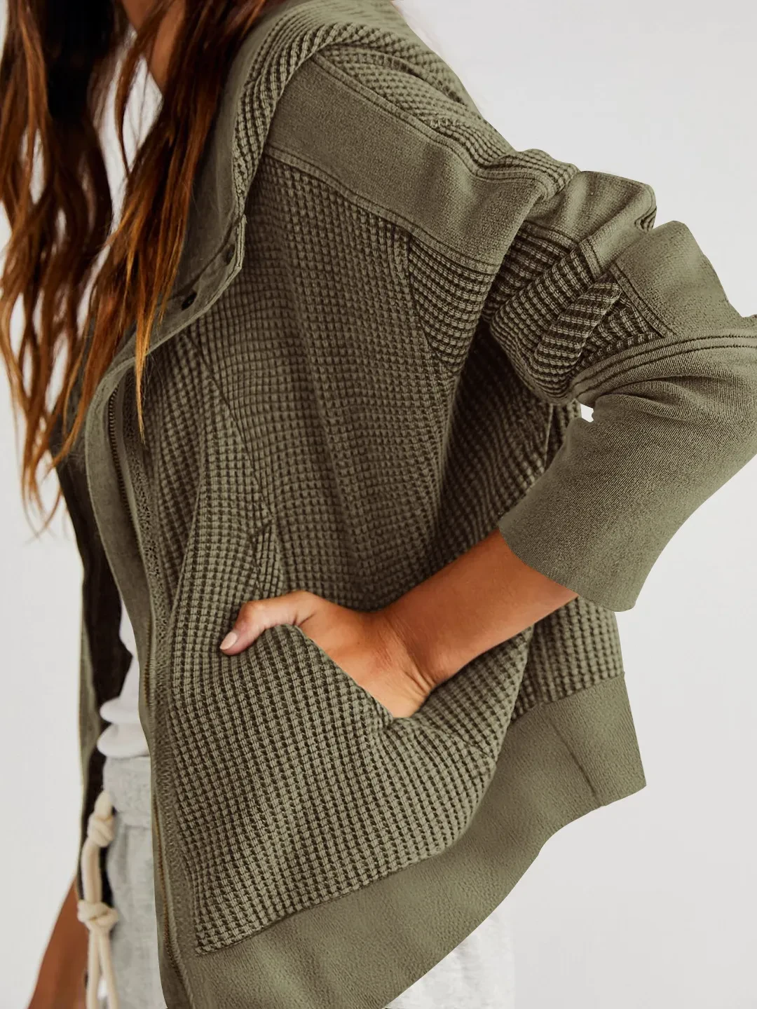 Fashion Hooded Sweatshirt Jacket Women Zipper Short Sweater Tops