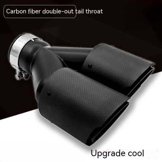 Black One Out Of Two Tail Nozzle Car Modification Silencer Double Outlet Exhaust Pipe