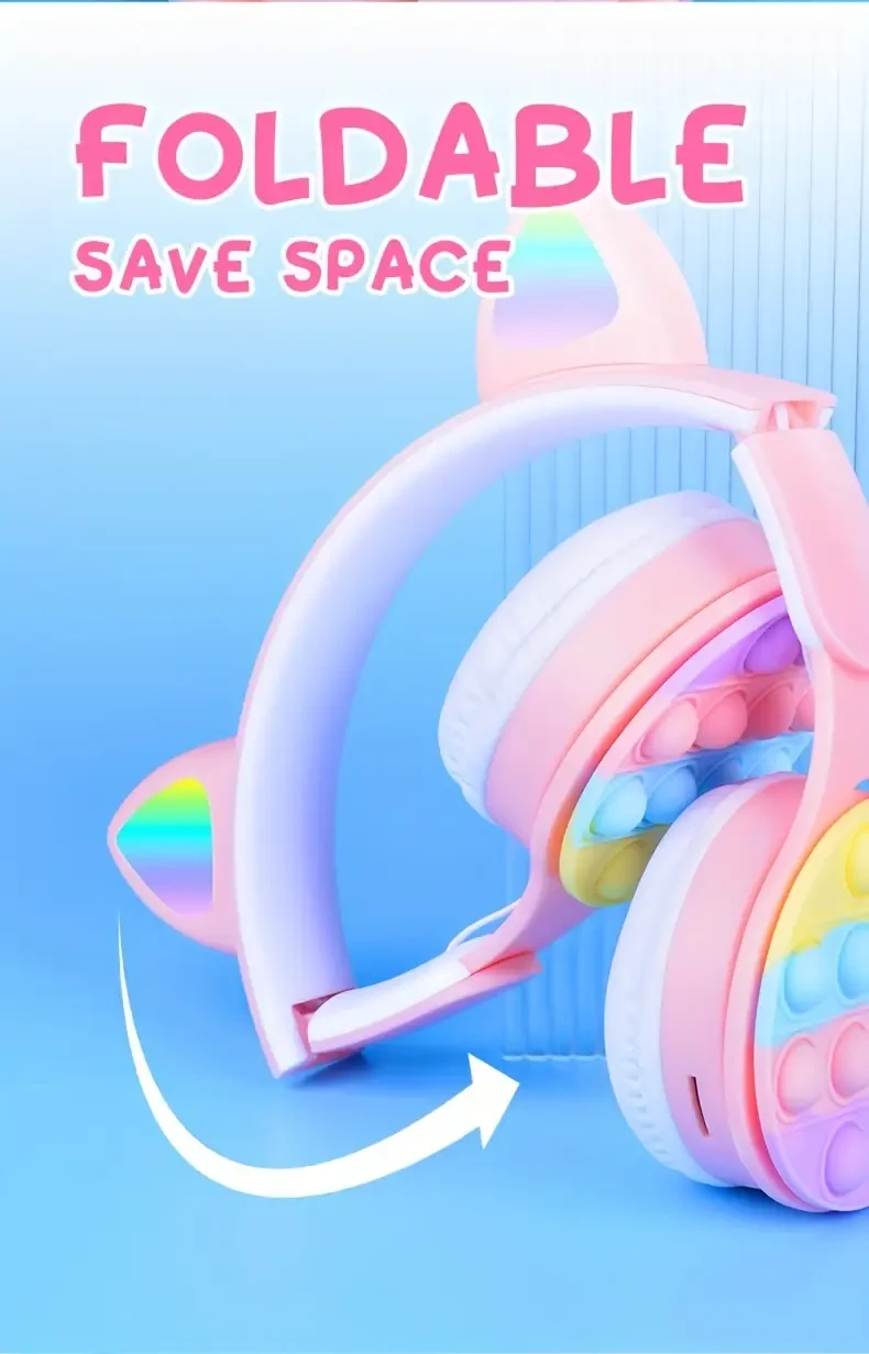 Anime Inspired On-Ear Wireless Headphones with Bubble Design, High-Clarity Call, Heavy Bass, Volume Control, Non-Waterproof Plastic Build, Wireless Connectivity with Push-Button, Compatible with Tablets for Gaming, Adult Age Range, Closed-Back Earcups, Co