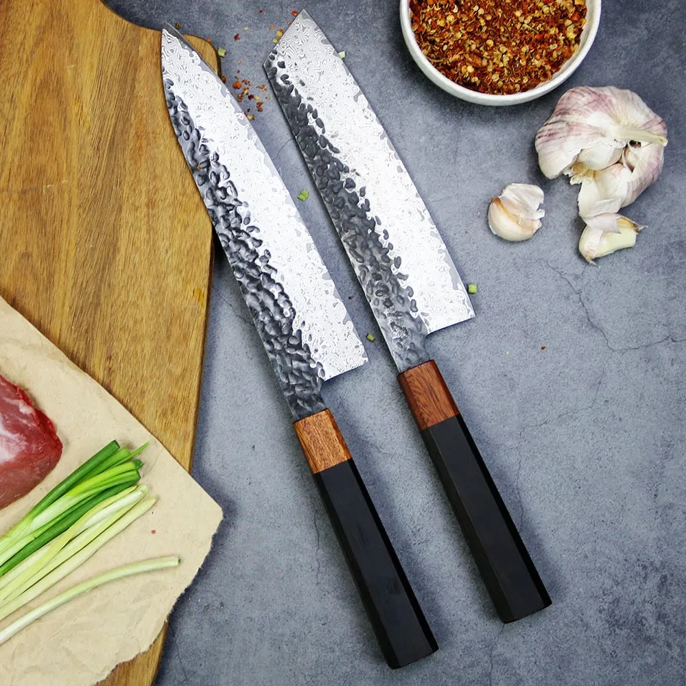 Hammered And Forged Damascus Stainless Steel Kitchen Knife