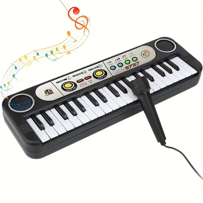 Kids' Music Toy Piano Keyboard Toy 37 Keys Electronic Musical Multifunctional Instruments, Kids' Piano With Microphone My First Pinao Toy Christmas, Thanksgiving Gift