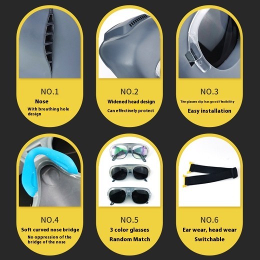PC Welding Mask Head-mounted Ear Wear Polishing Argon Welding Gas Shielded Welding Protective Mask Radiation-proof Splash