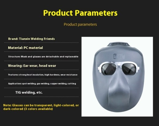 PC Welding Mask Head-mounted Ear Wear Polishing Argon Welding Gas Shielded Welding Protective Mask Radiation-proof Splash