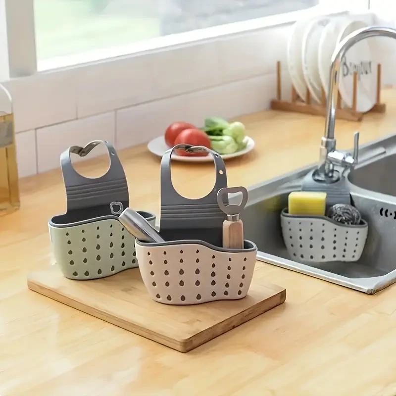 Modern Adjustable Kitchen Sink Organizer - Multifunctional Plastic Hanging Basket with Drainage,