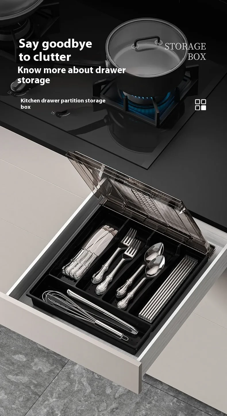 Tableware Storage Box Dustproof With Cover Kitchen Gadgets