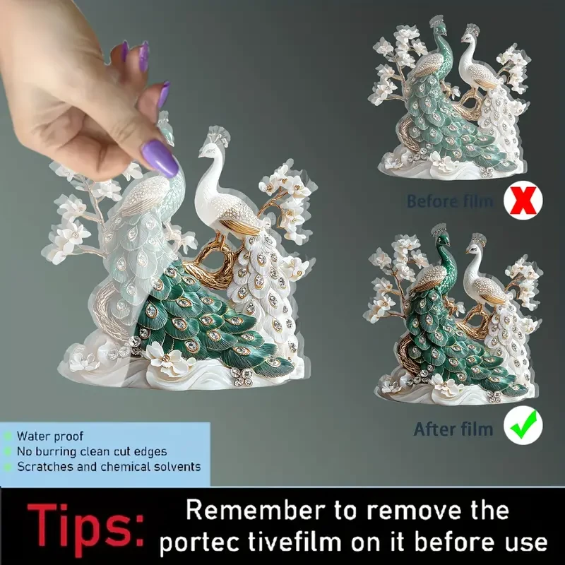 1pc Elegant Acrylic Peacock Figurine, 2D Tabletop Decor