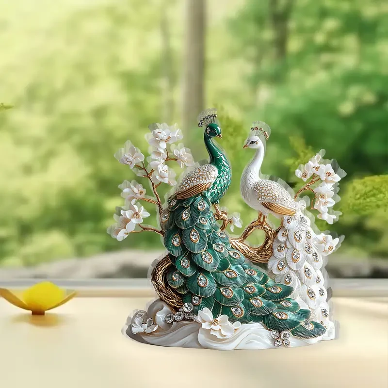 1pc Elegant Acrylic Peacock Figurine, 2D Tabletop Decor