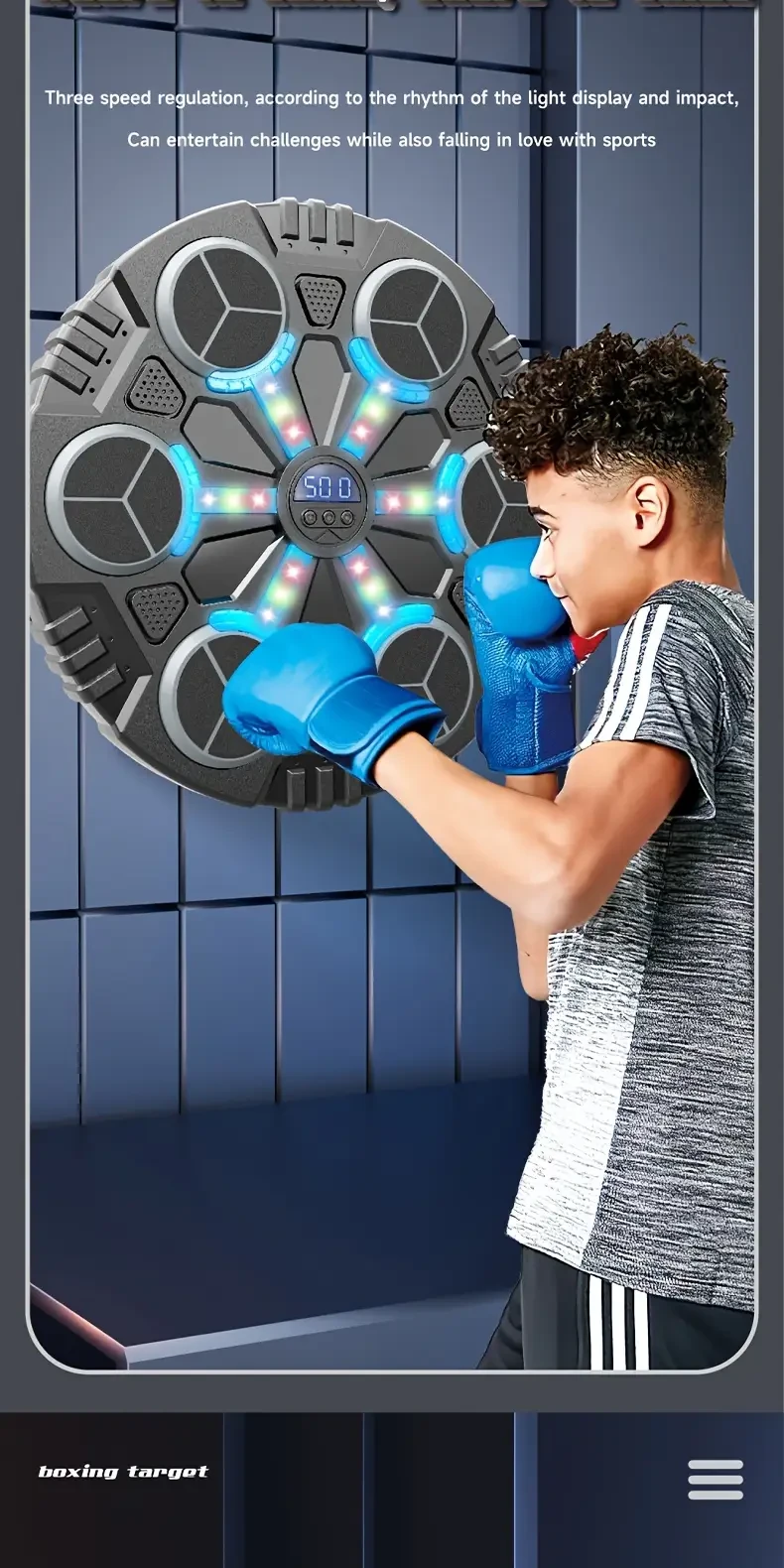Electronic Boxing Board Upgraded with 6 Boxing Targets, Light Effects and Music, Comes with Boxing Gloves, Scoring and Speed Switching, Interactive Toy, Youngsters's Sports Gift, Halloween/Thanksgiving/Christmas/Birthday Gift