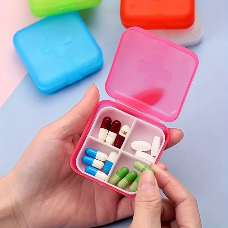 Portable Travel Pill Case with 4-Grid Organizer