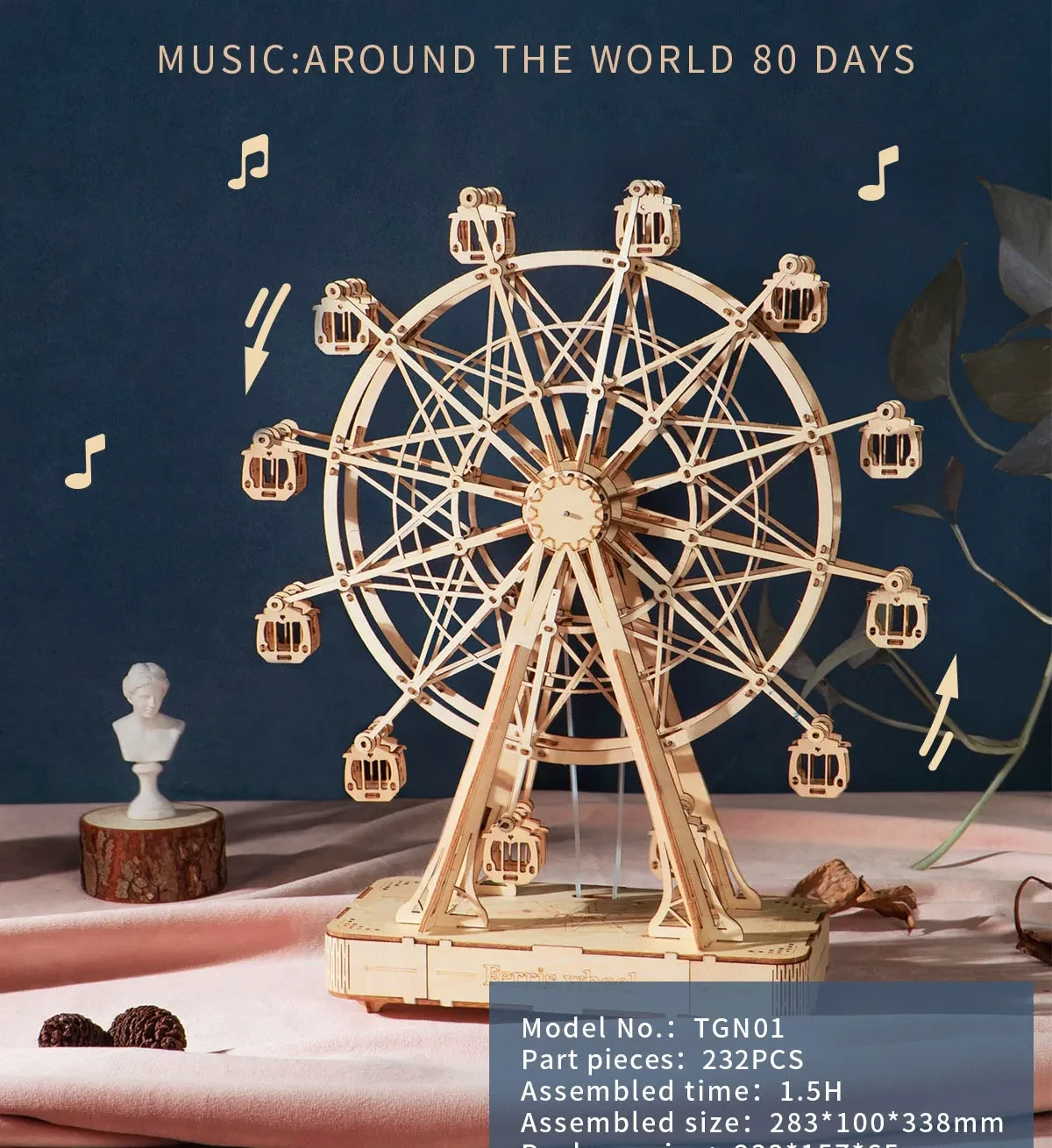 Robotime DIY Wooden Rotatable Ferris Wheel