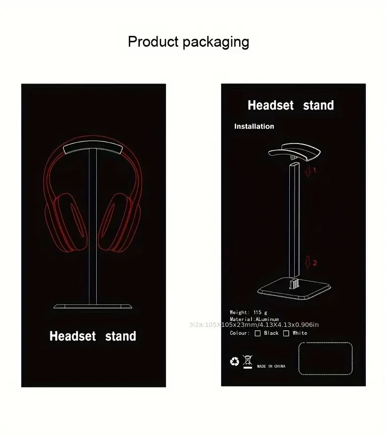 Premium Aluminum Headset Stand - Sturdy, Angled Design for All Gaming & Music Headsets - Available in White and Black