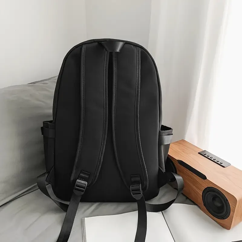 Boys's Trendy Nylon Backpack - Casual, Large Capacity with Adjustable Straps for Outdoor & Campus Use, Black
