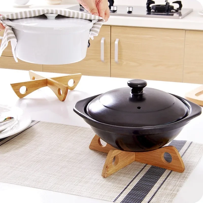 Bamboo Cross Pot Rack Bottom Bracket Insulation Kitchen Supplies