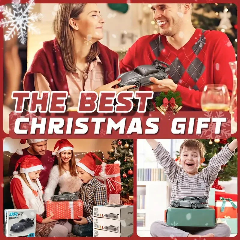 [1pc 2.4Ghz 4WD RC Drift Car] 1:24 Scale RC Drift Car with Flashing Lights, 2.4GHz 4WD High-Speed Racing Vehicle, Dual Tires Set for Speed & Drift, Rechargeable 500mAh Lithium Battery, USB Charging Remote Control Toy for Boys & Girls, Includes Cones & Too
