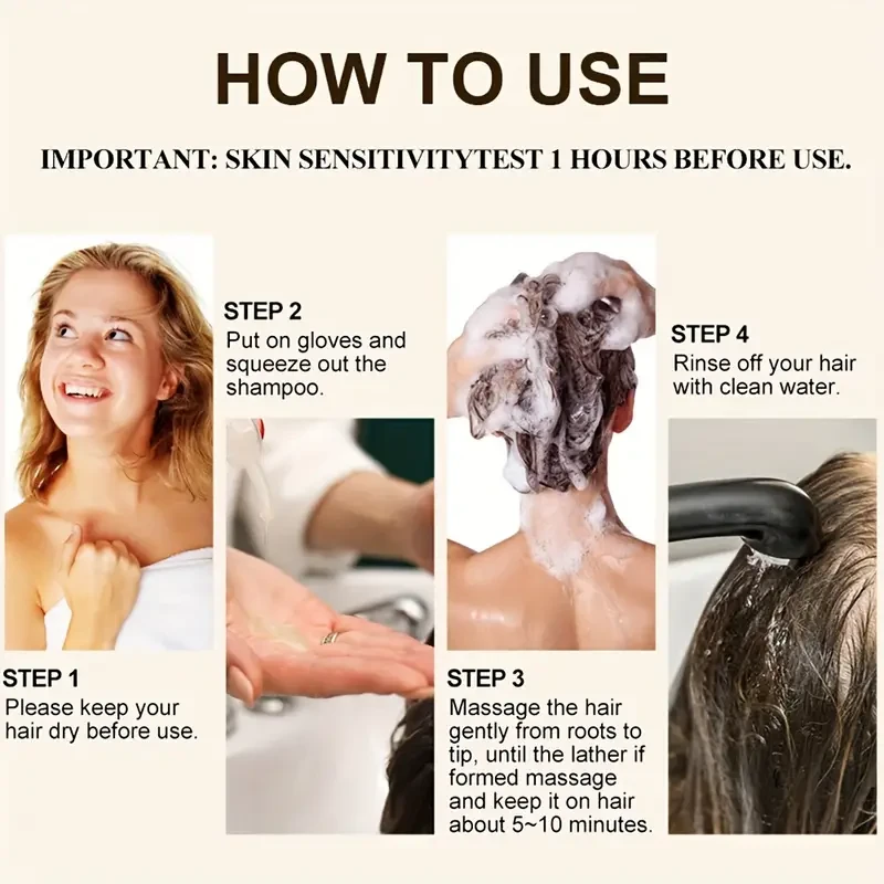 3-in-1 Herbal Hair Color Shampoo - Natural, Fast, and Gentle for Men and Women - Ammonia-Free, Sulfate-Free, and Cruelty-Free with Long-Lasting Colors