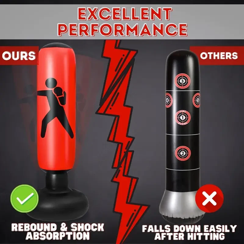 Kids Inflatable Punching Bag with Stand, 63-Inch Freestanding Martial Arts Training Equipment, Durable Polyethylene Material, Ideal Gift for Boys and Girls