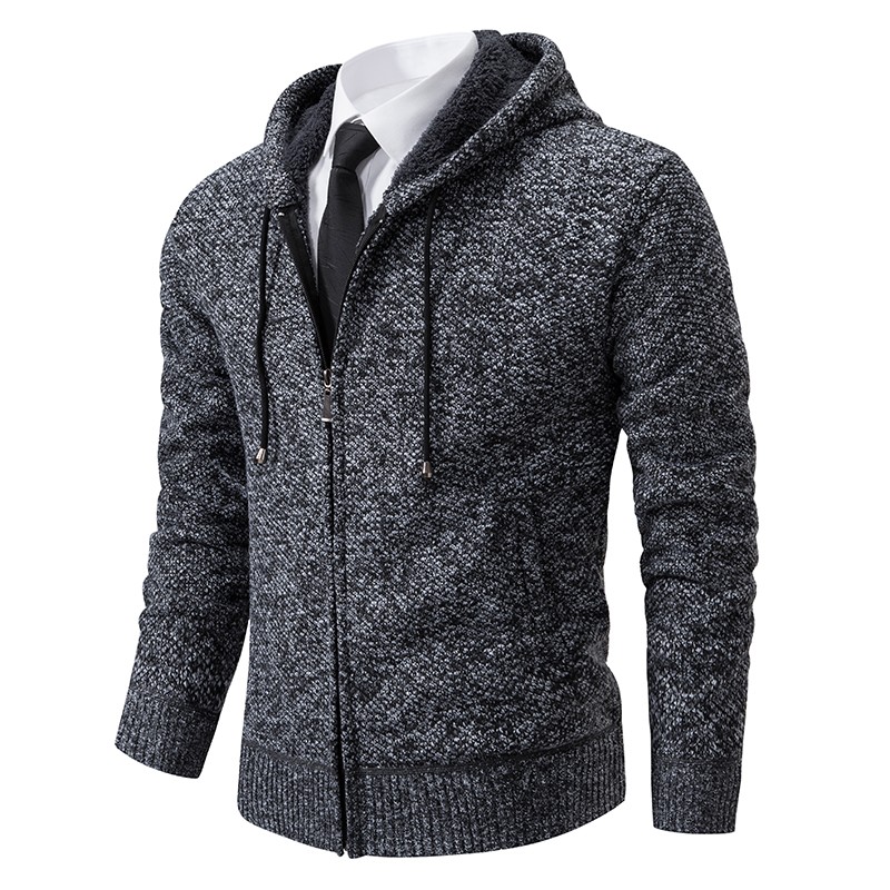 Men's Solid Color Stand Collar Fleece Sports Coat