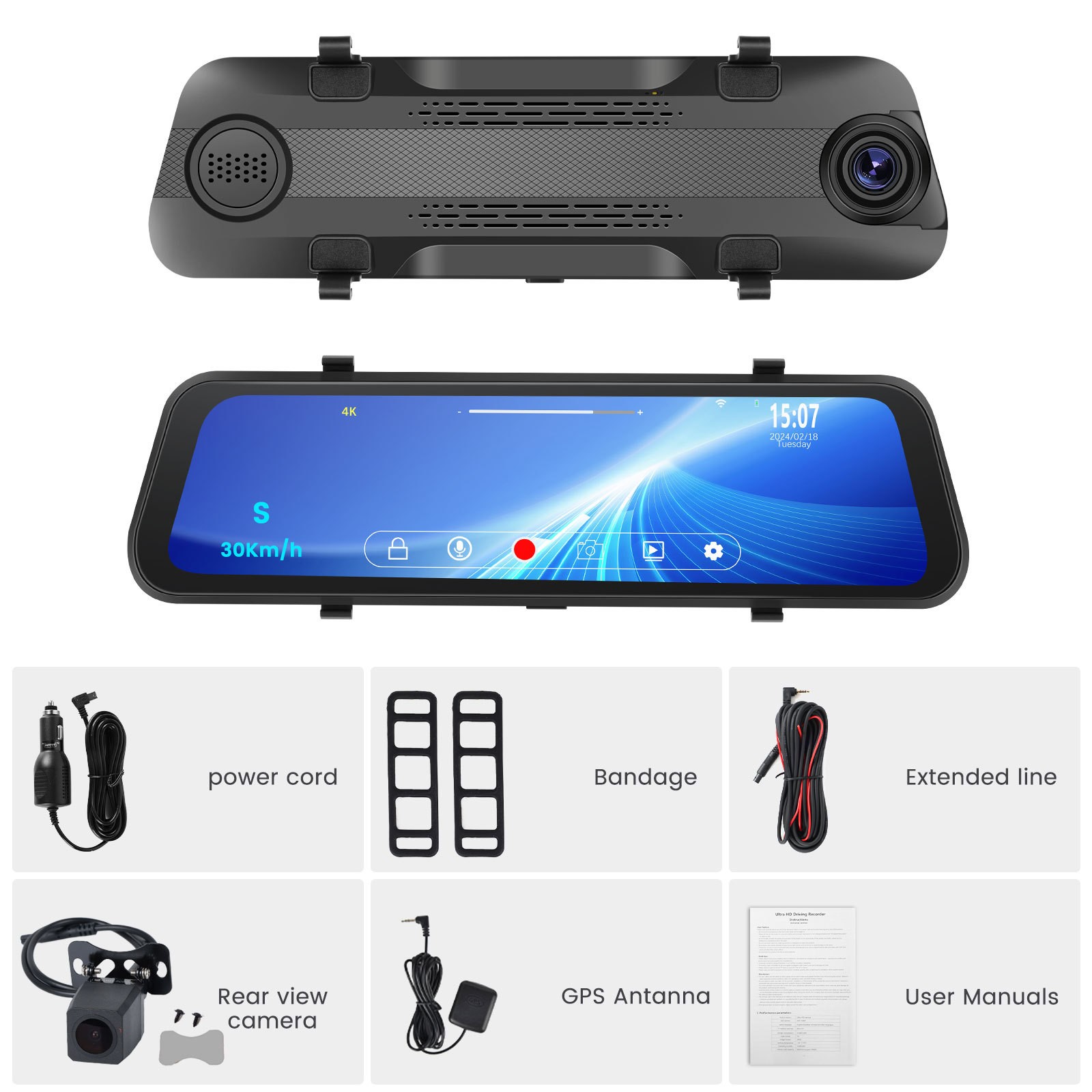 Streaming Media Touch HD Built-in Front Cameravideo 4K Resolutionrearview Mirror