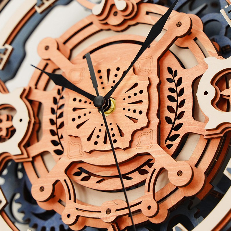 Robotime LC701 Time Art Romantic Notes Wall Clock EU Style Mechanical Design Building Model Set 3D Wooden Puzzle For Kids Adults
