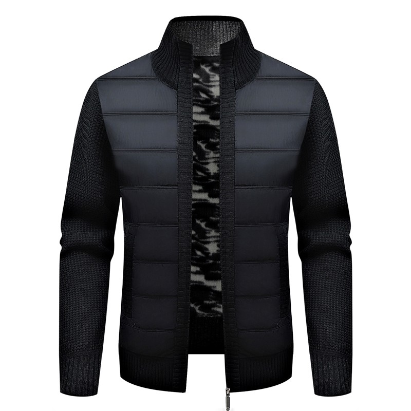 Mens Winter Warm Fleece-Lined Cardigan Jacket