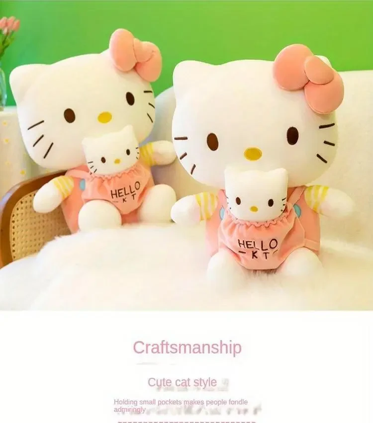 Sanrio Hello Kitty & My Melody Plush Toy Set - Cuddly Mother and Daughter Cat Stuffed Toys, Perfect Gift for Youngsters