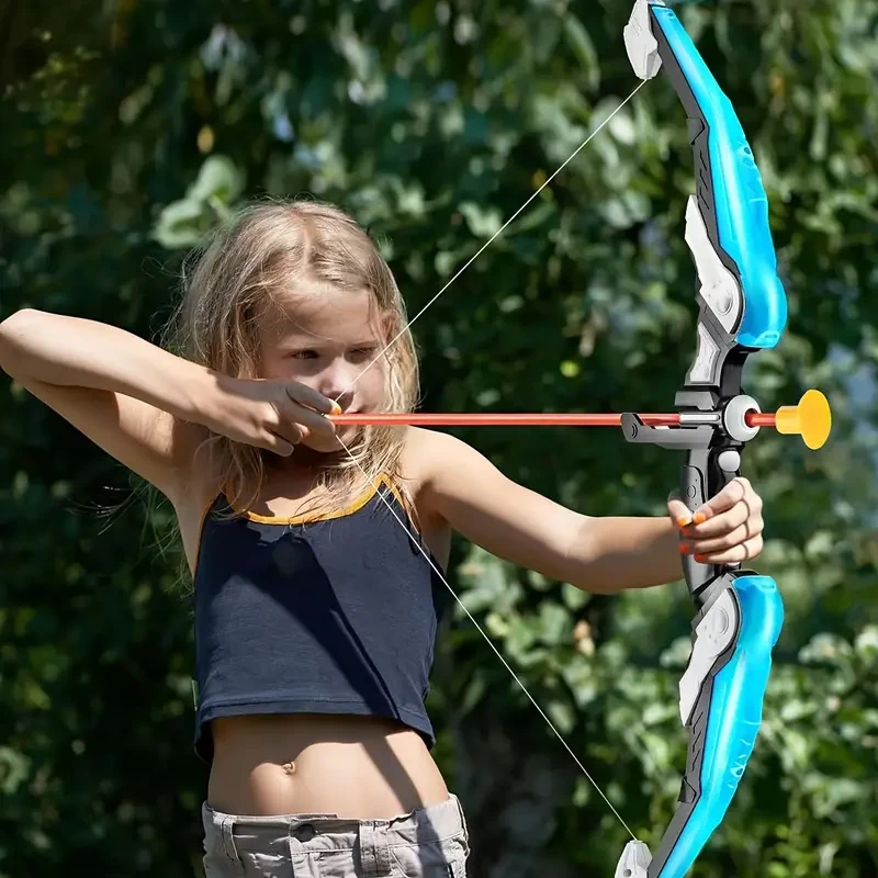 Light-Up Bow and Arrow Set for Youngsters - Blue, Outdoor Sports Toy Kit with Targets & Accessories