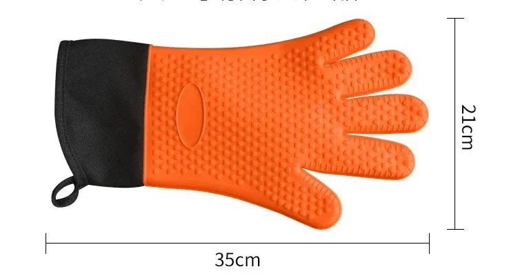 Silicone Gloves Kitchen Baking Insulation Five Fingers Cotton Thickened Microwave Oven