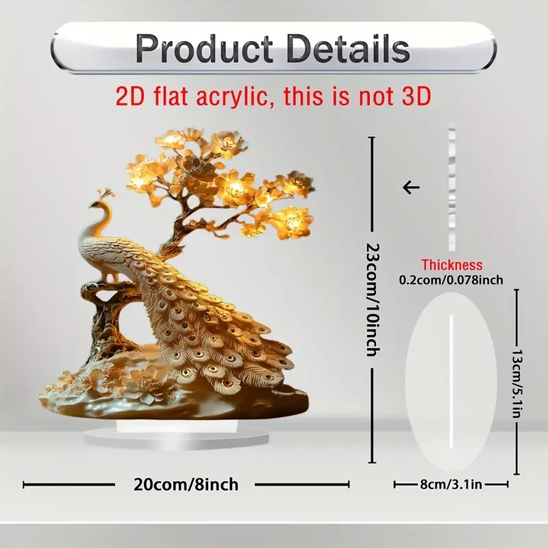 1pc, Peacock Acrylic Tabletop Display Stand, Bohemian Style