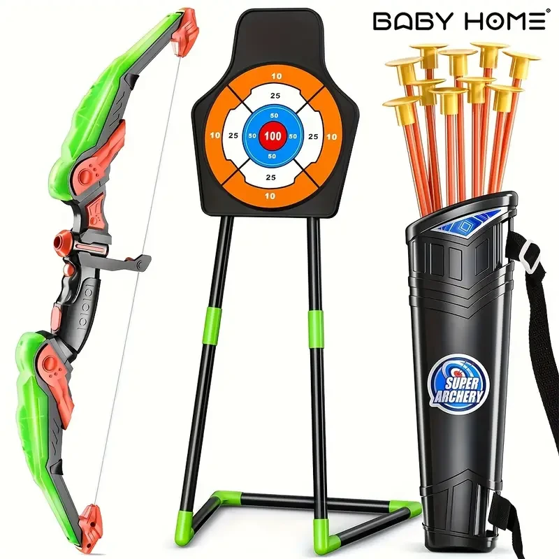 BABYHOME LED Light-Up Archery Set for Kids - 10 Suction Cup Arrows, Quivers & Target, Outdoor Fun for Boys & Girls Ages 3-12 sea and beach accessories