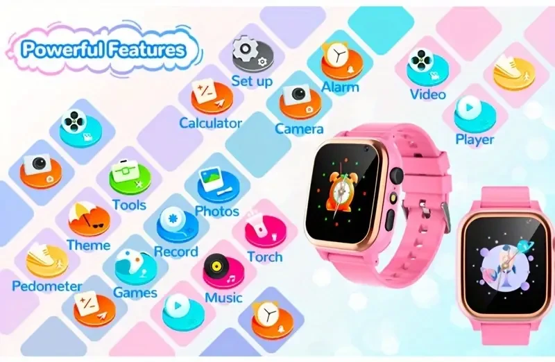 Kids Smart Watch For 3-12 Years Old Girls Boys Toys, Kids Smart Watch With 16 Educational Games 12/24 Alarm Clock Camera Video Recorder Music Pedometer Flashlight, Kids Smart Watch Kids Watch Christmas And Birthday Gifts