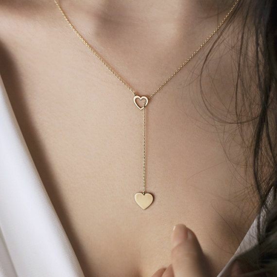 Peach Heart Pendant Women's Y-shaped Necklace