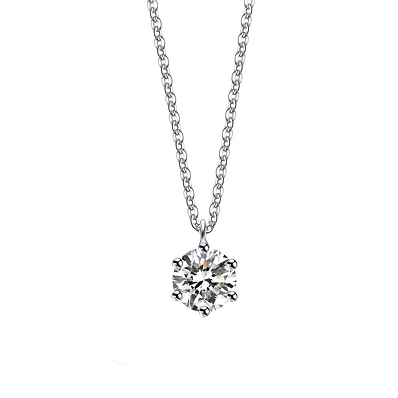 Hot 925 Sterling Silver Plated Single AAA Zircon Clavicle Chain Necklace