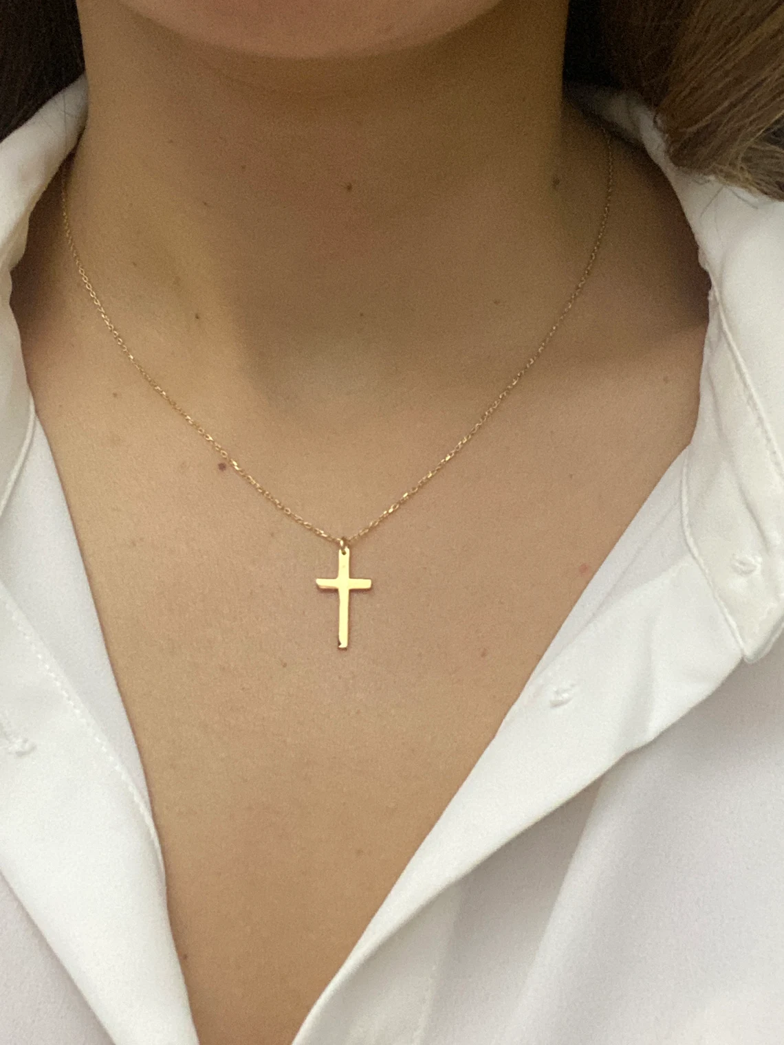 Fashion Stainless Steel Cross Gold & Silver Color Necklace