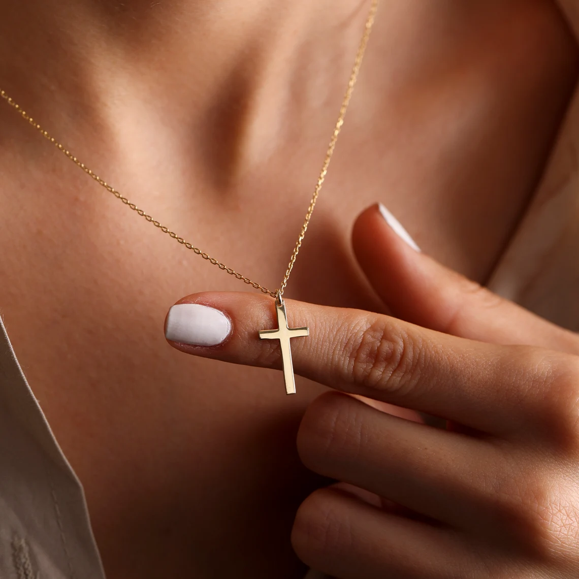 Fashion Stainless Steel Cross Gold & Silver Color Necklace