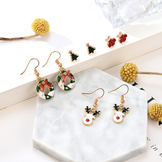 Christmas Tree Christmas Gift Earrings Set