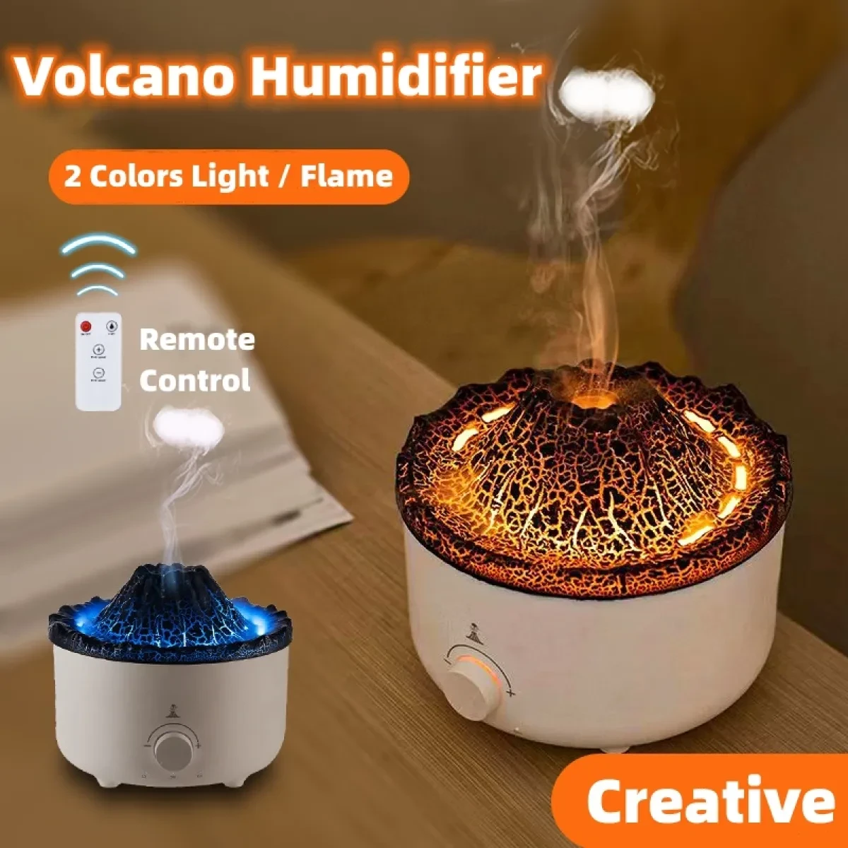 New Creative Volcano Humidifier Aromatherapy Machine Spray Jellyfish Air Flame Humidifier Diffuser