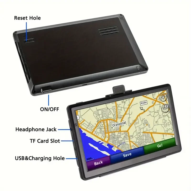 1pc 2024 Touch Screen GPS Navigation Device for Car/Truck, 7" with Spoken Directions, USB Rechargeable (Built-in Lithium Battery 1200mAh), Universal for All Seasons