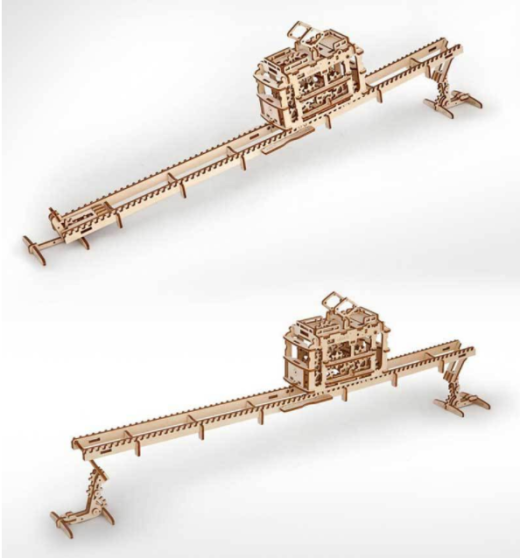 DIY 154pcs Wooden Streetcar Mechanical Transmission Model Assembly Puzzle Toy For kids Education gift