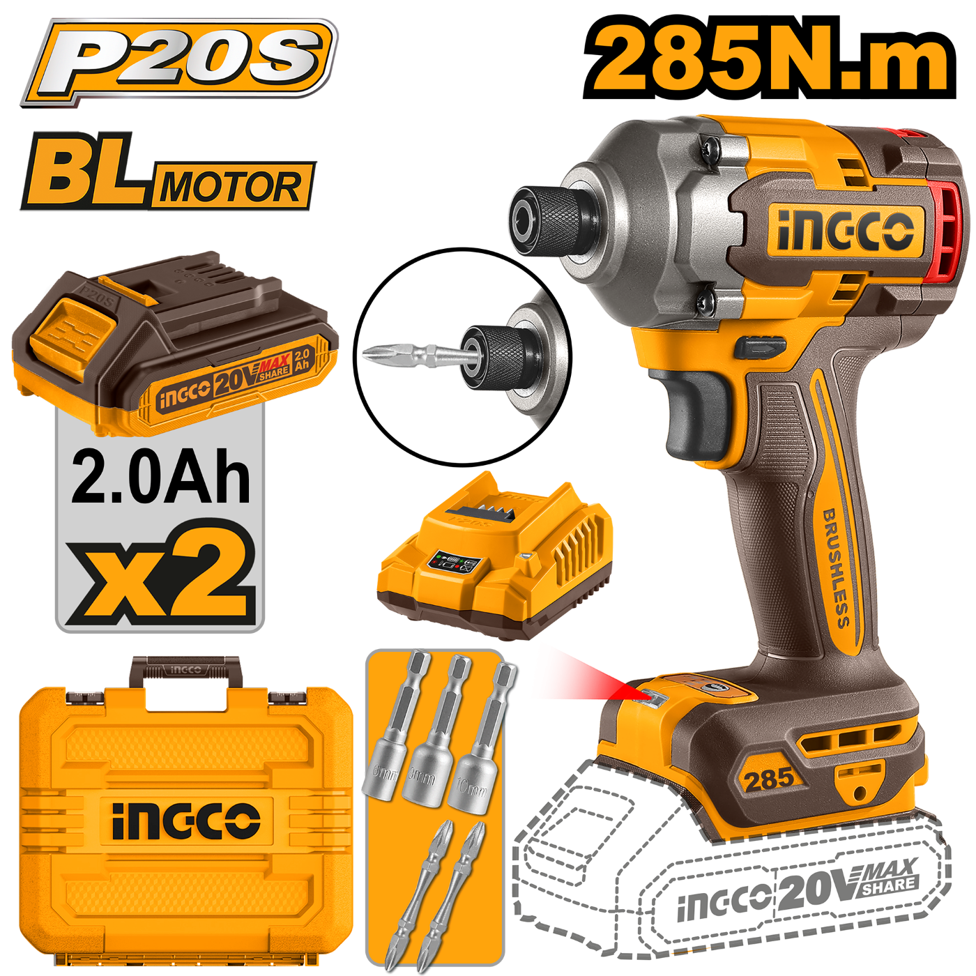 285Nm Cordless Lithium-Ion 20V