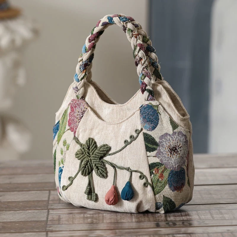 Ethnic Style Woven Handbag with Multiple Layers, Gourd Women's Bag, Casual Three-Dimensional Canvas Handbag
