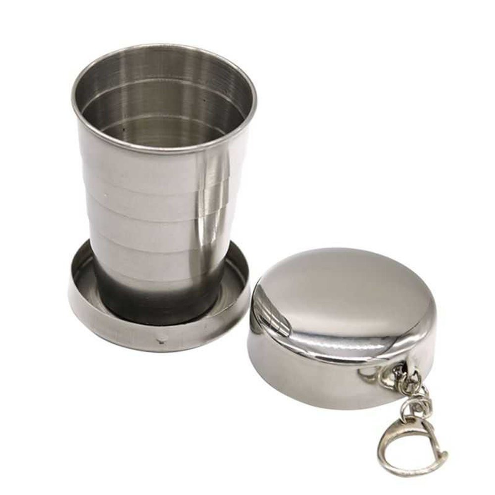 Stainless Steel Camping Folded Cup Keychain