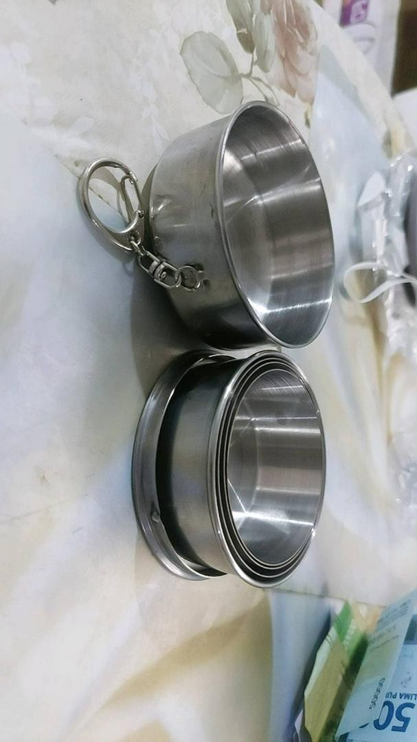 Stainless Steel Camping Folded Cup Keychain