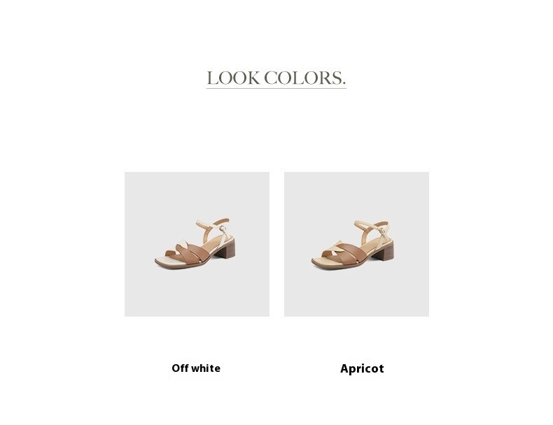 Women's Hollow Color Matching Chunky Heel Sandals With Buckle