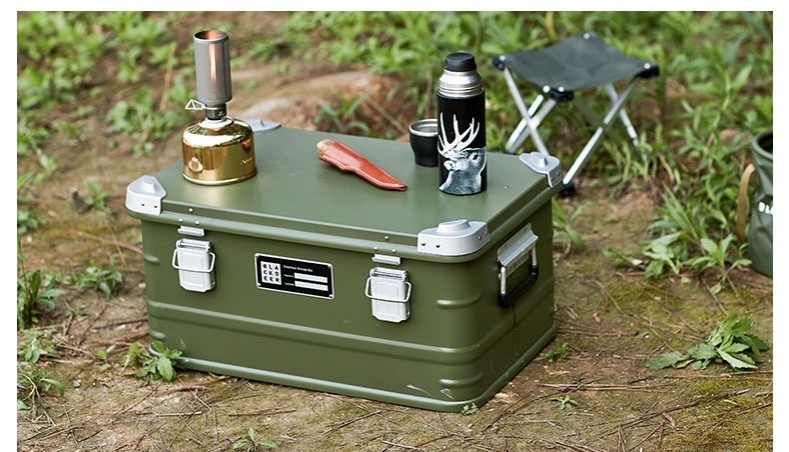 Outdoor Aluminum Alloy Storage Box Camping Metal Portable Vehicle-mounted Wild Camping Equipment