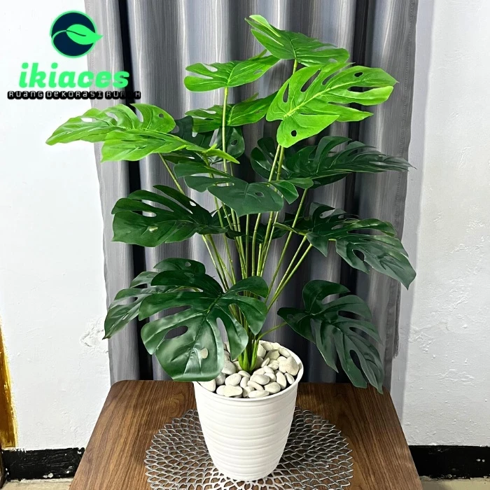 Jumbo Monstera Leaves 18 Branches Artificial Monstera Leaves Cheap Decorative Flower Pot Plastic Flowers Fake Leaves