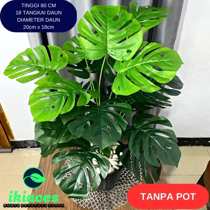 Jumbo Monstera Leaves 18 Branches Artificial Monstera Leaves Cheap Decorative Flower Pot Plastic Flowers Fake Leaves