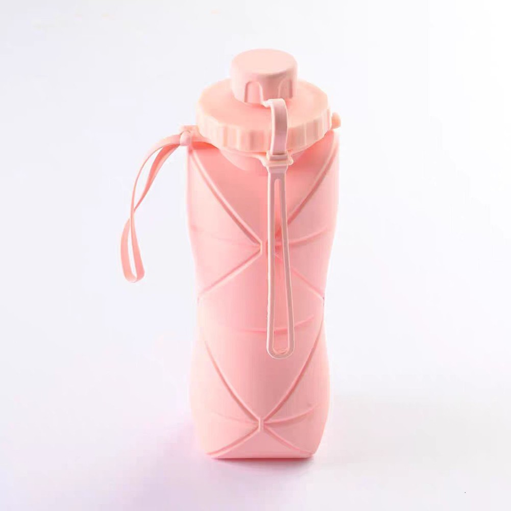 Origami Bottle Foldable Silicone Drinking Bottle / Foldable Bottle 600ml Sport Drinking Bottle With Hook